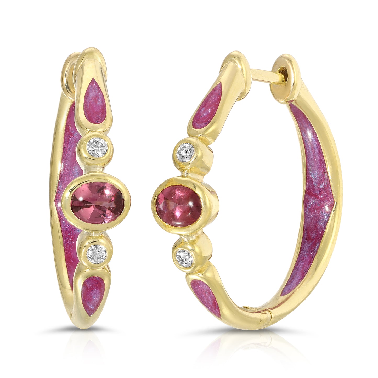 Rock Candy Oval Garnet and Diamond Hoops