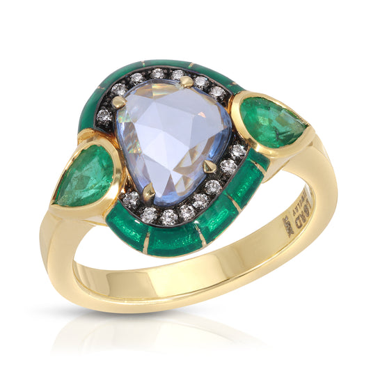 Blue Sapphire & Diamond Rock Candy Ring